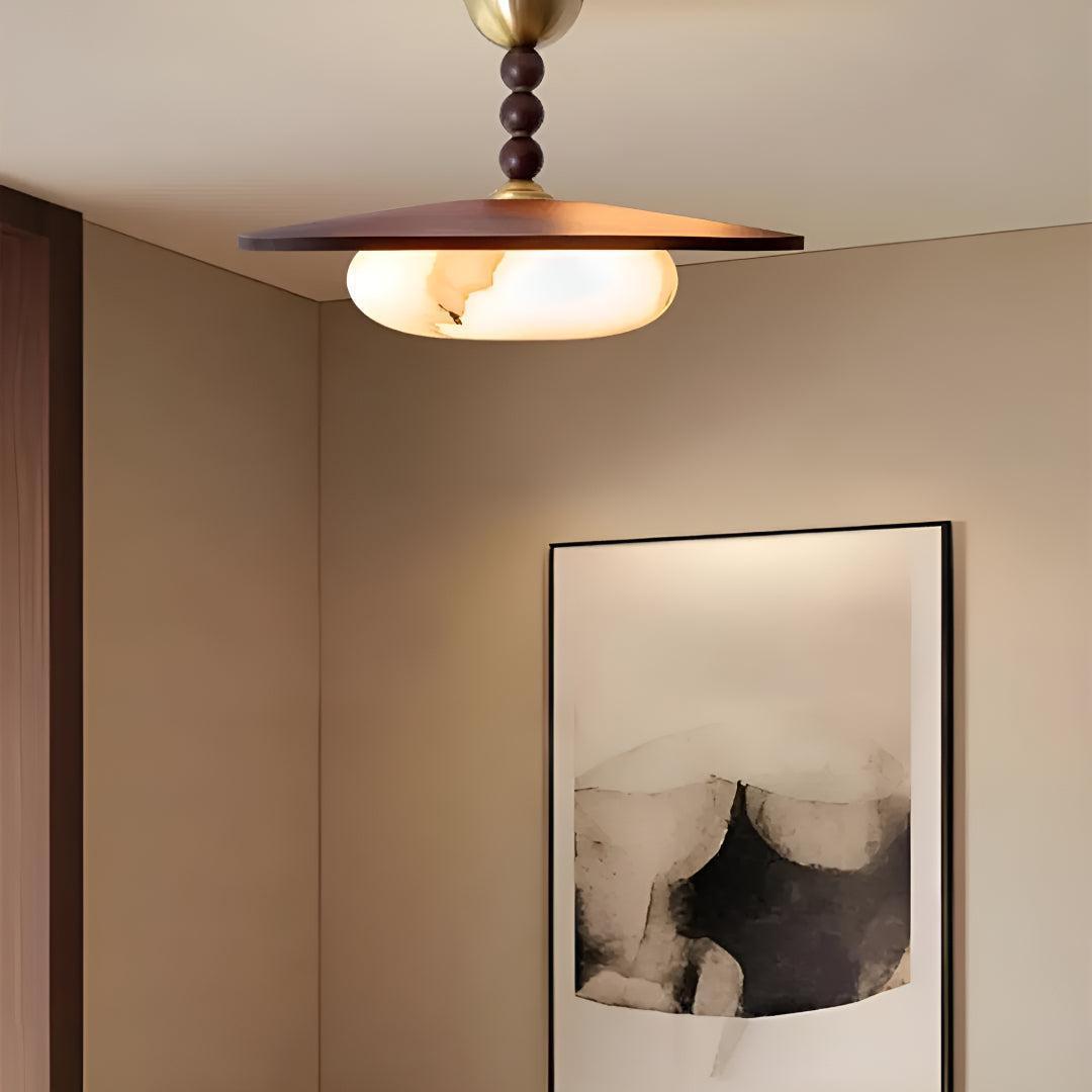 Modern Flat Marble Ceiling Light Fixture With Warm Glow