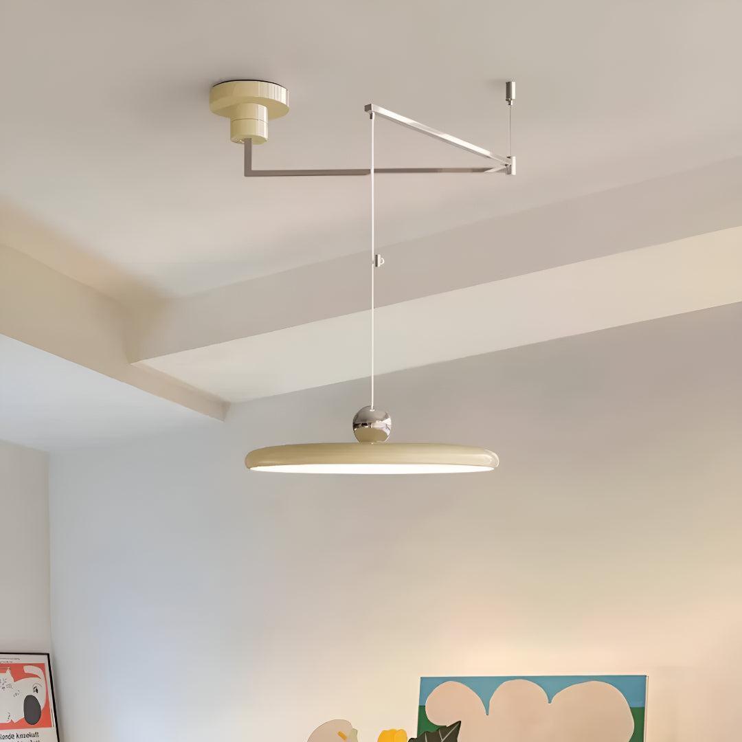 Modern Flat Pendant Light Fixture With Adjustable Arm Design