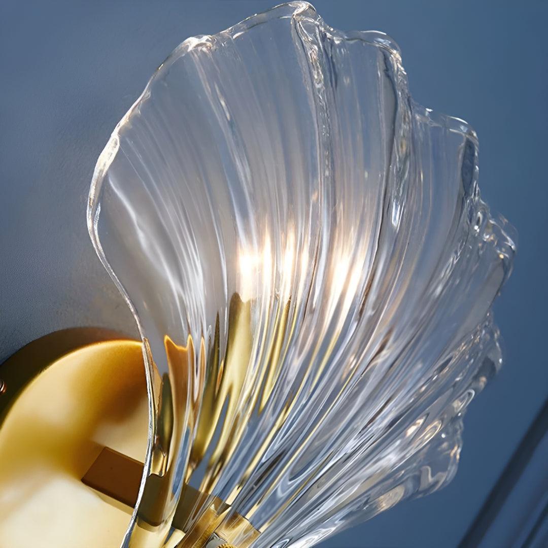 Modern Glass Shell Wall Sconce Light With Warm LED Glow