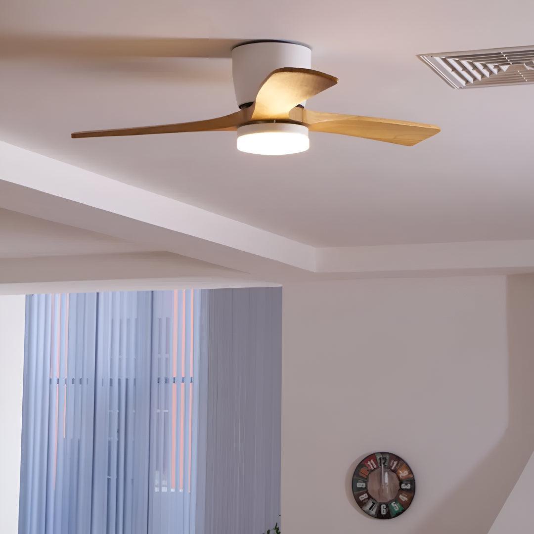 Modern Nordic Wooden Ceiling Fan Light With Remote