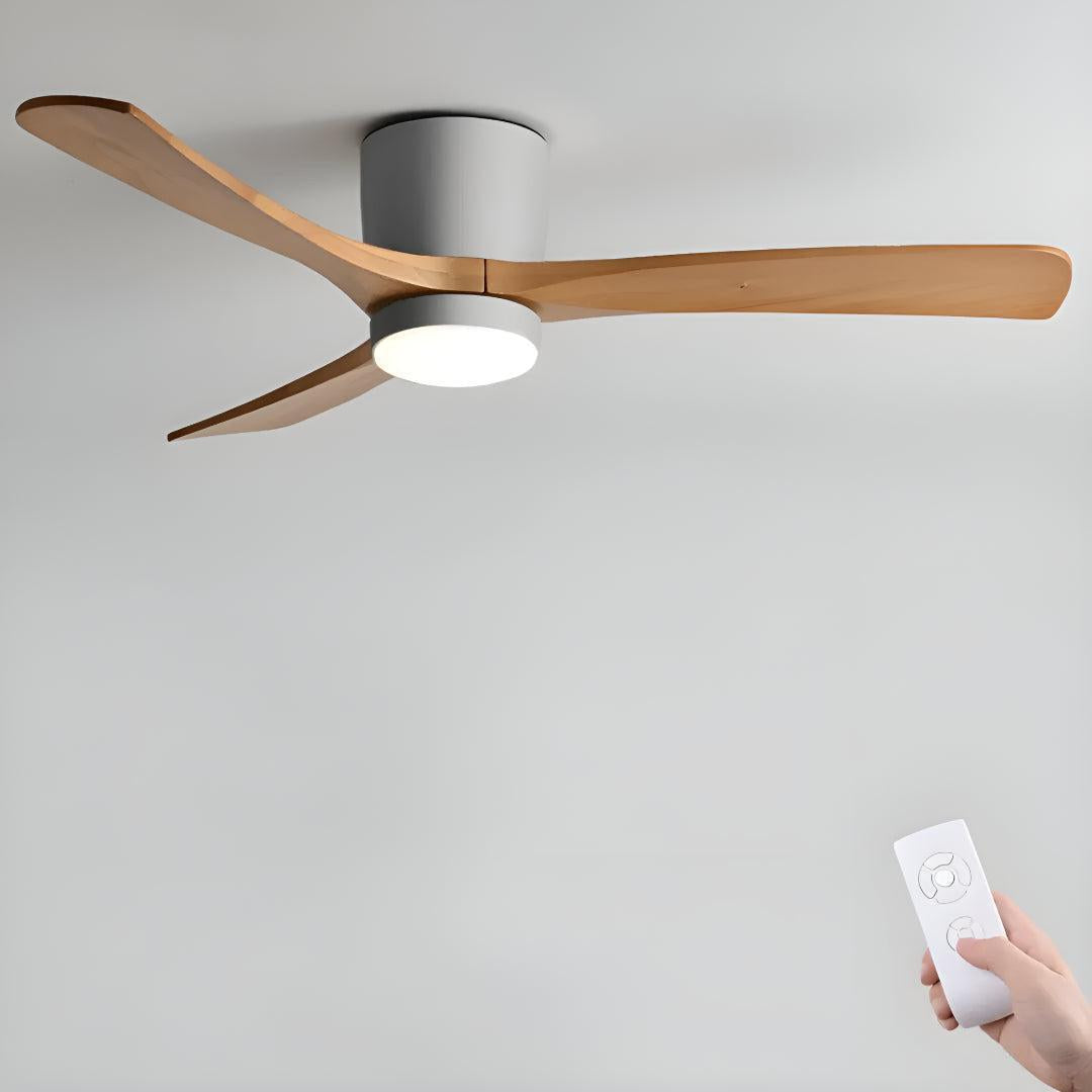 Modern Nordic Wooden Ceiling Fan Light With Remote