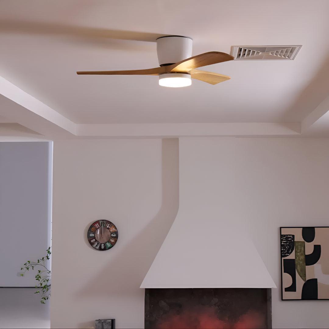 Modern Nordic Wooden Ceiling Fan Light With Remote
