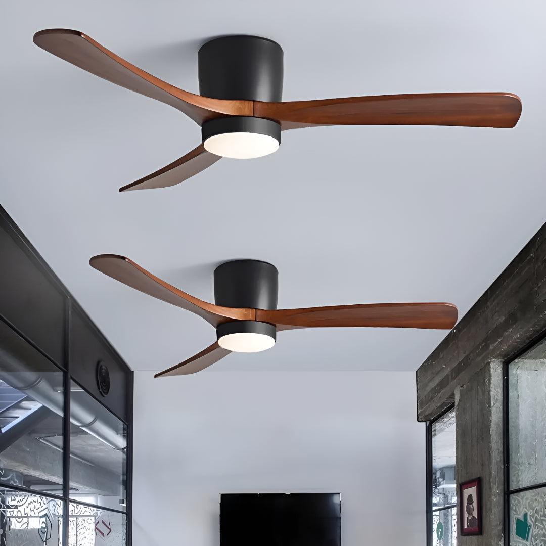 Modern Nordic Wooden Ceiling Fan Light With Remote