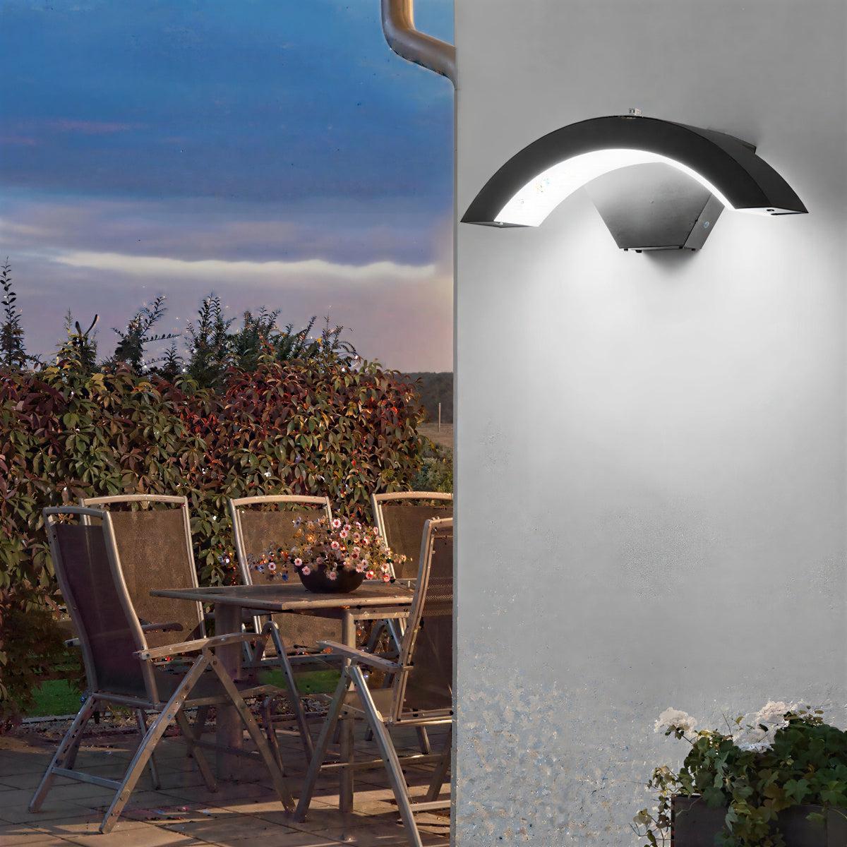 Modern Outdoor Curved Wall Light for Porch, Patio or Garden