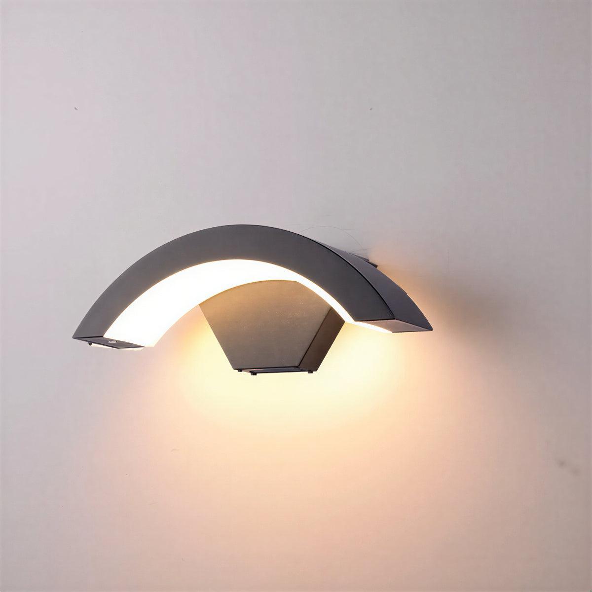 Modern Outdoor Curved Wall Light for Porch, Patio or Garden