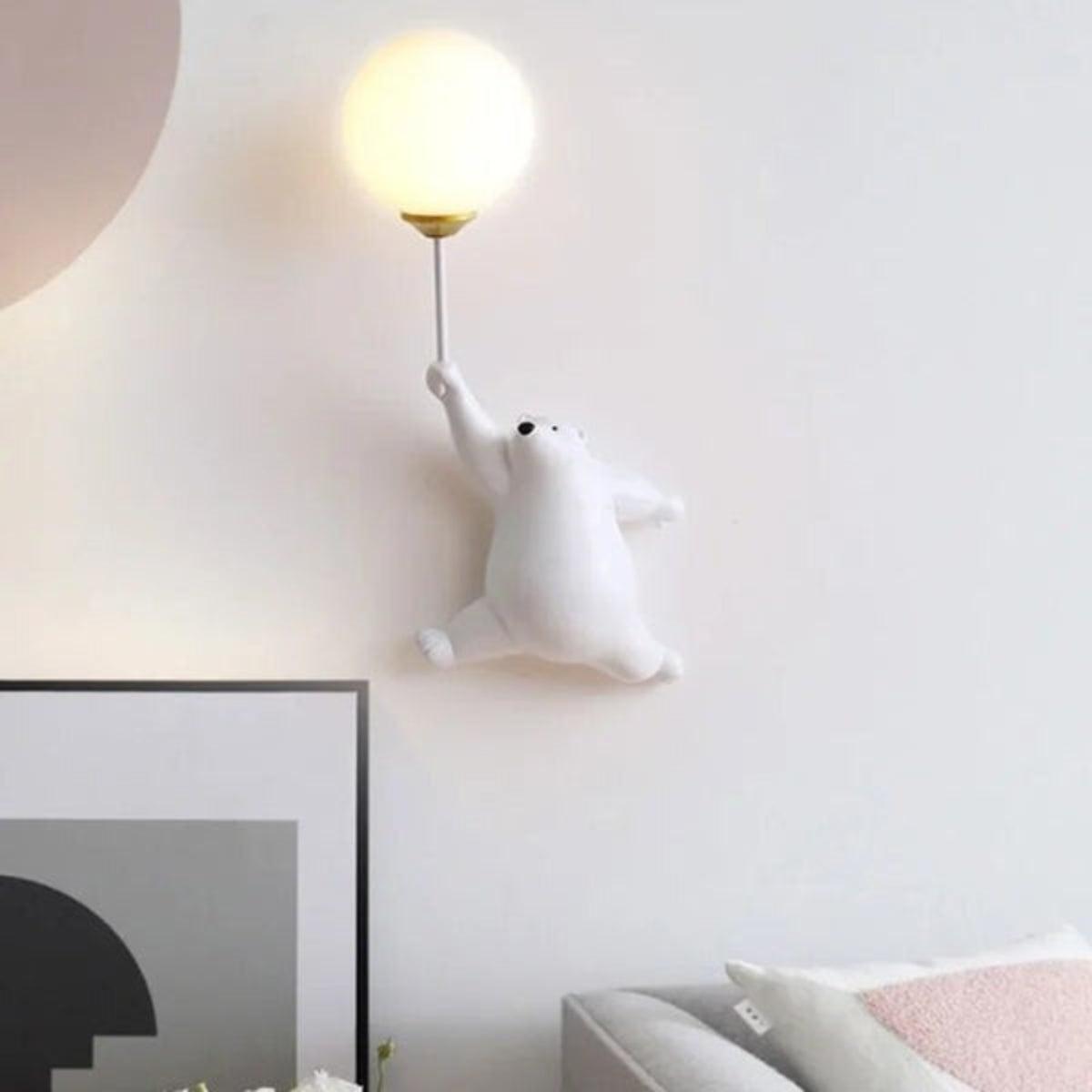 Nursery Night Light Wall Lamp for Kids Room with Polar Bear Design