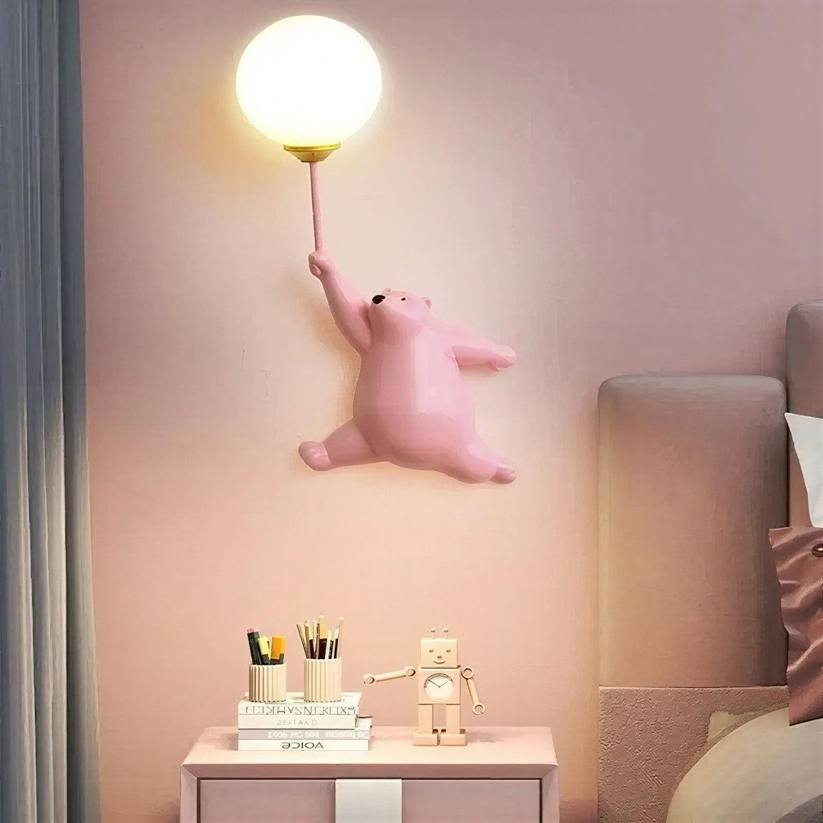 Nursery Night Light Wall Lamp for Kids Room with Polar Bear Design