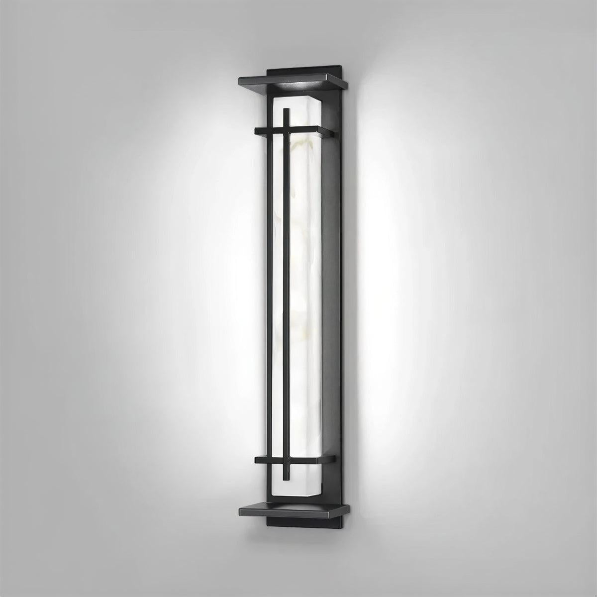 Outdoor Alabaster Wall Light With Vertical Cage Design