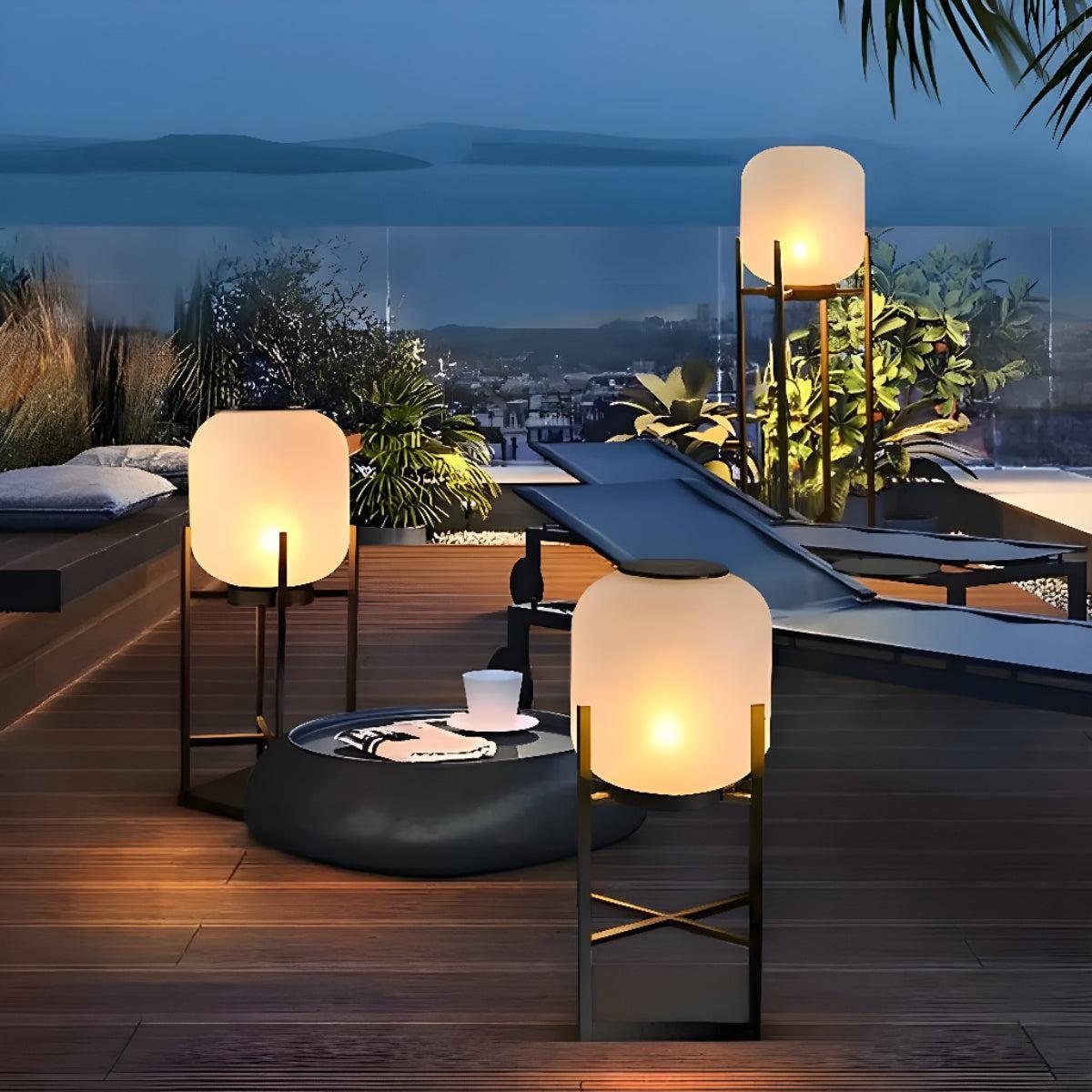 Outdoor Floor Lamp With Lantern Design