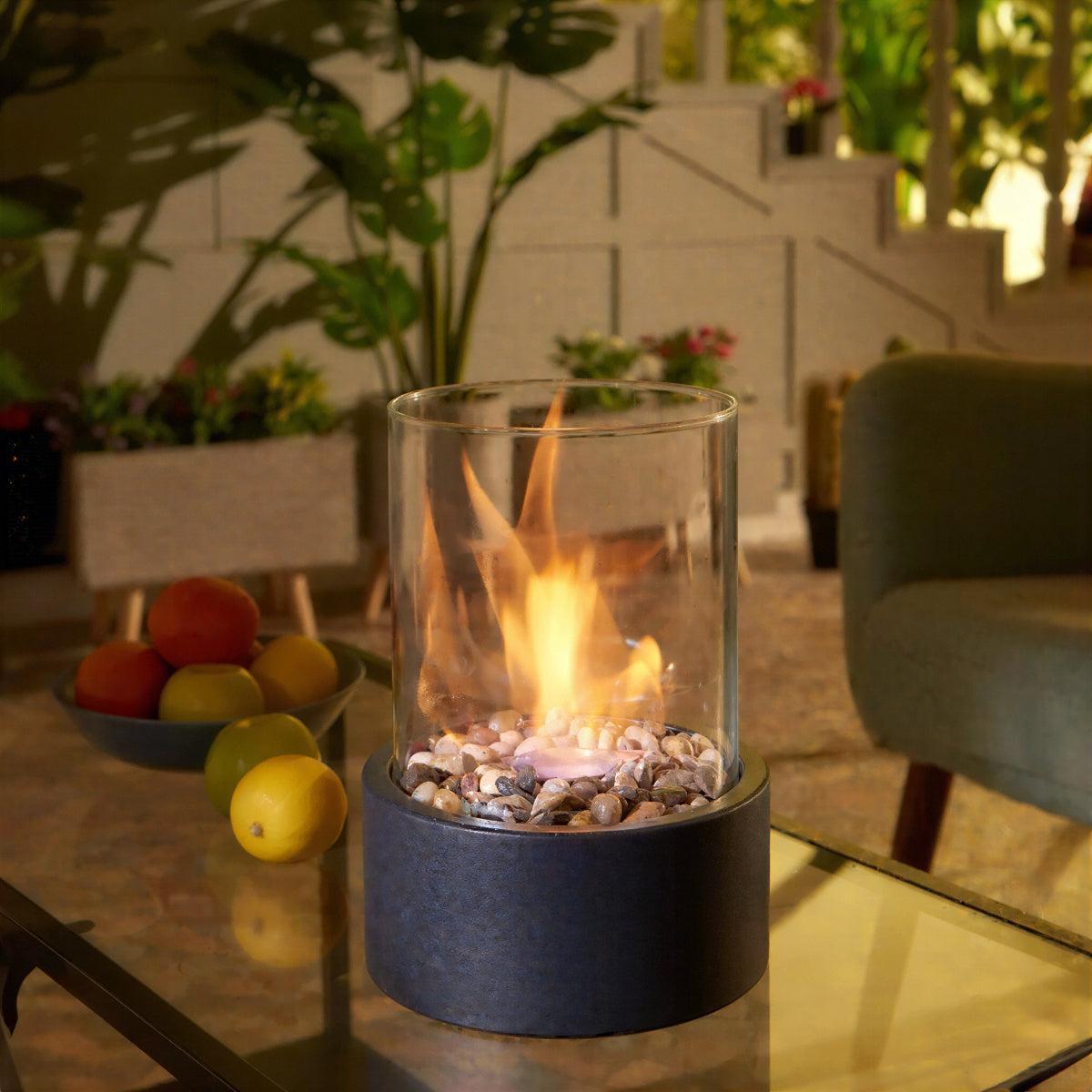 Portable Tabletop Fire Pit for Indoor and Outdoor Use with Ethanol Burner