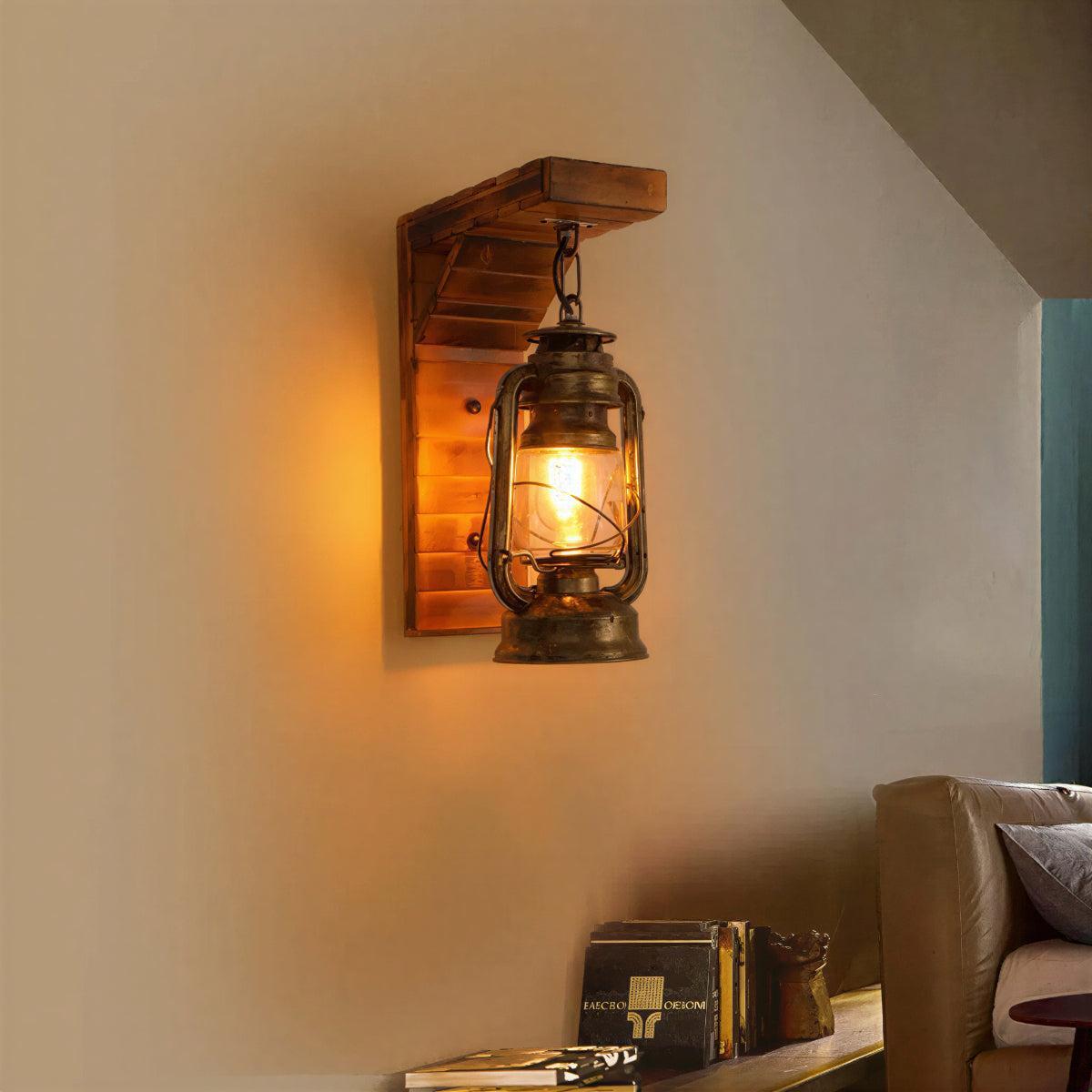 Rustic Wall Sconce Lantern for Bedroom Lighting with Warm Ambiance