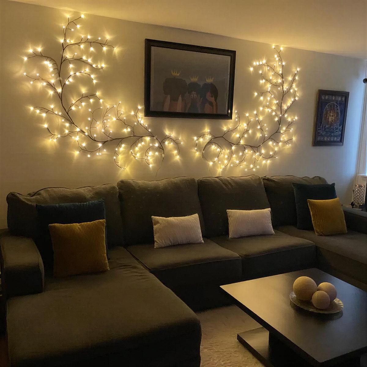 Tree Branch Vine Wall Light for Home Decoration with Warm LED Glow