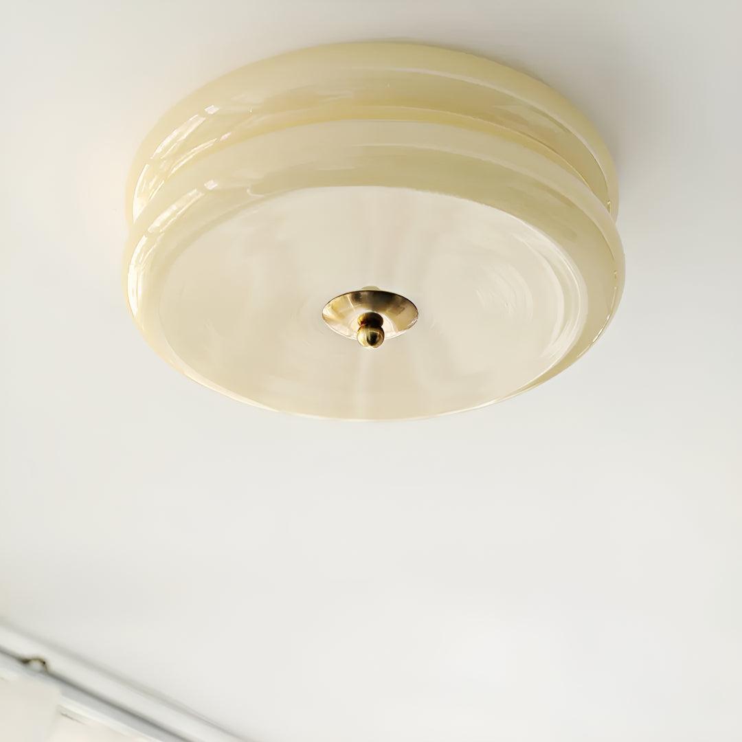 Vintage Art Deco Ceiling Light With Glass Shade