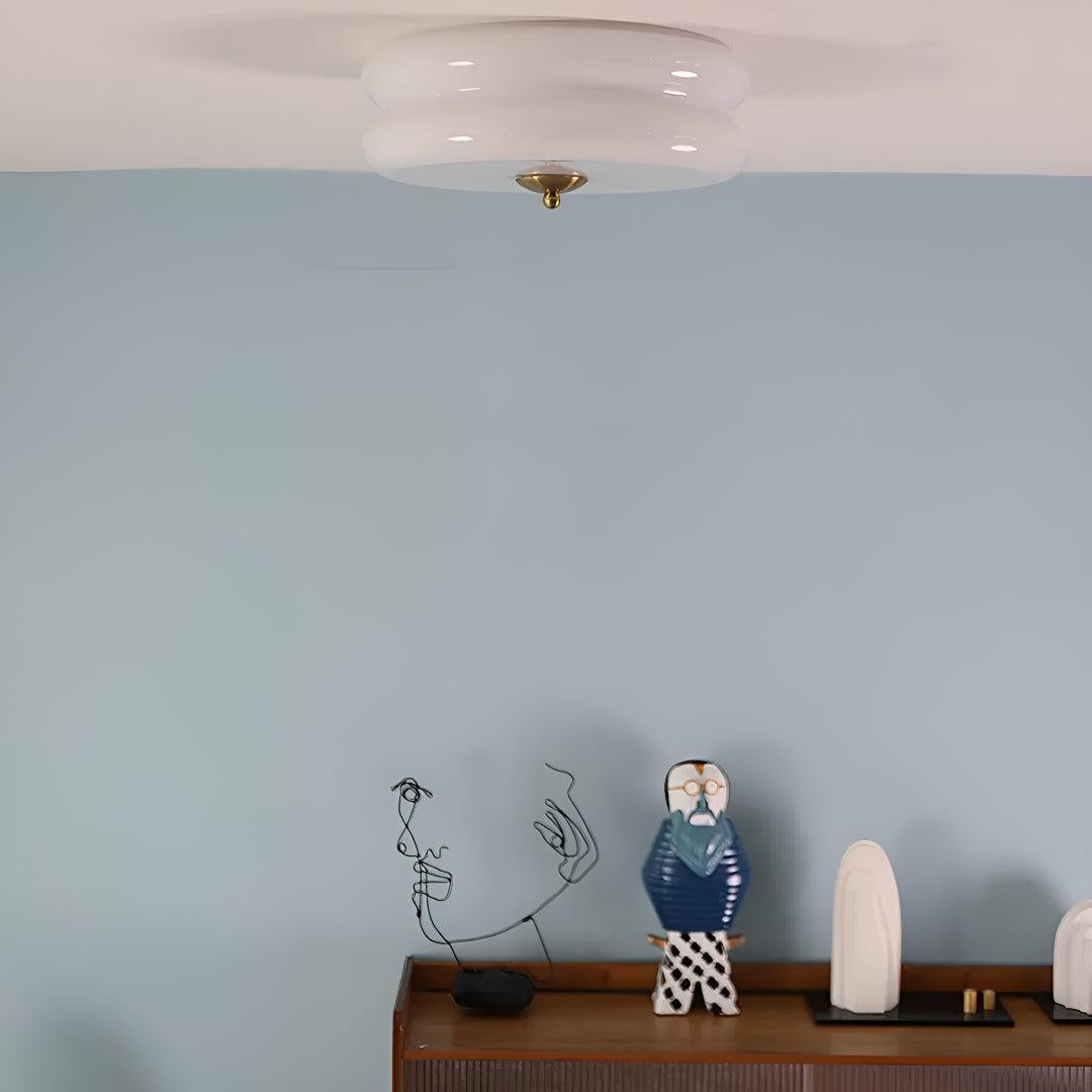 Vintage Art Deco Ceiling Light With Glass Shade