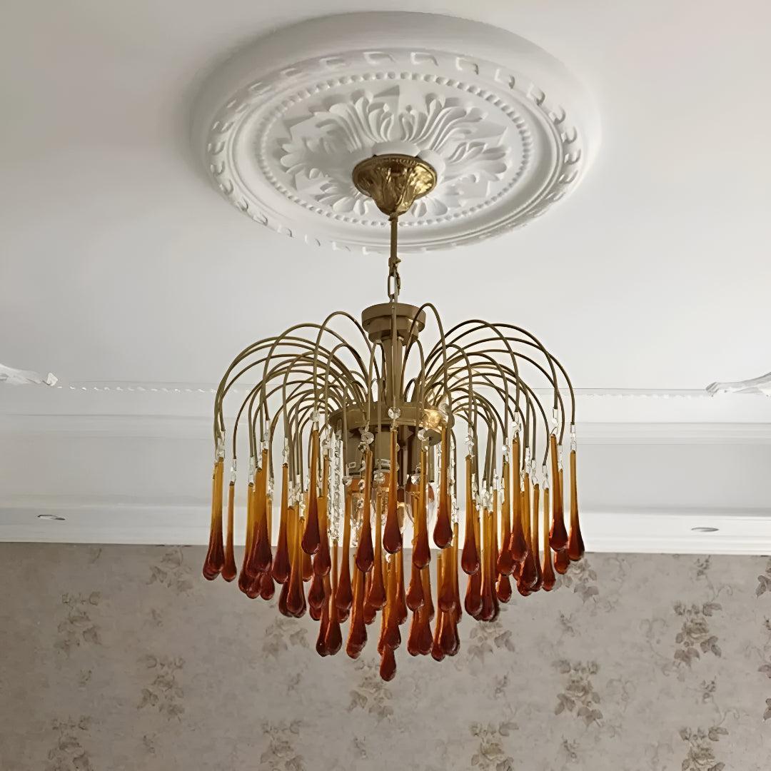 Vintage Italian Style Glass Chandelier For Dining And Living Room