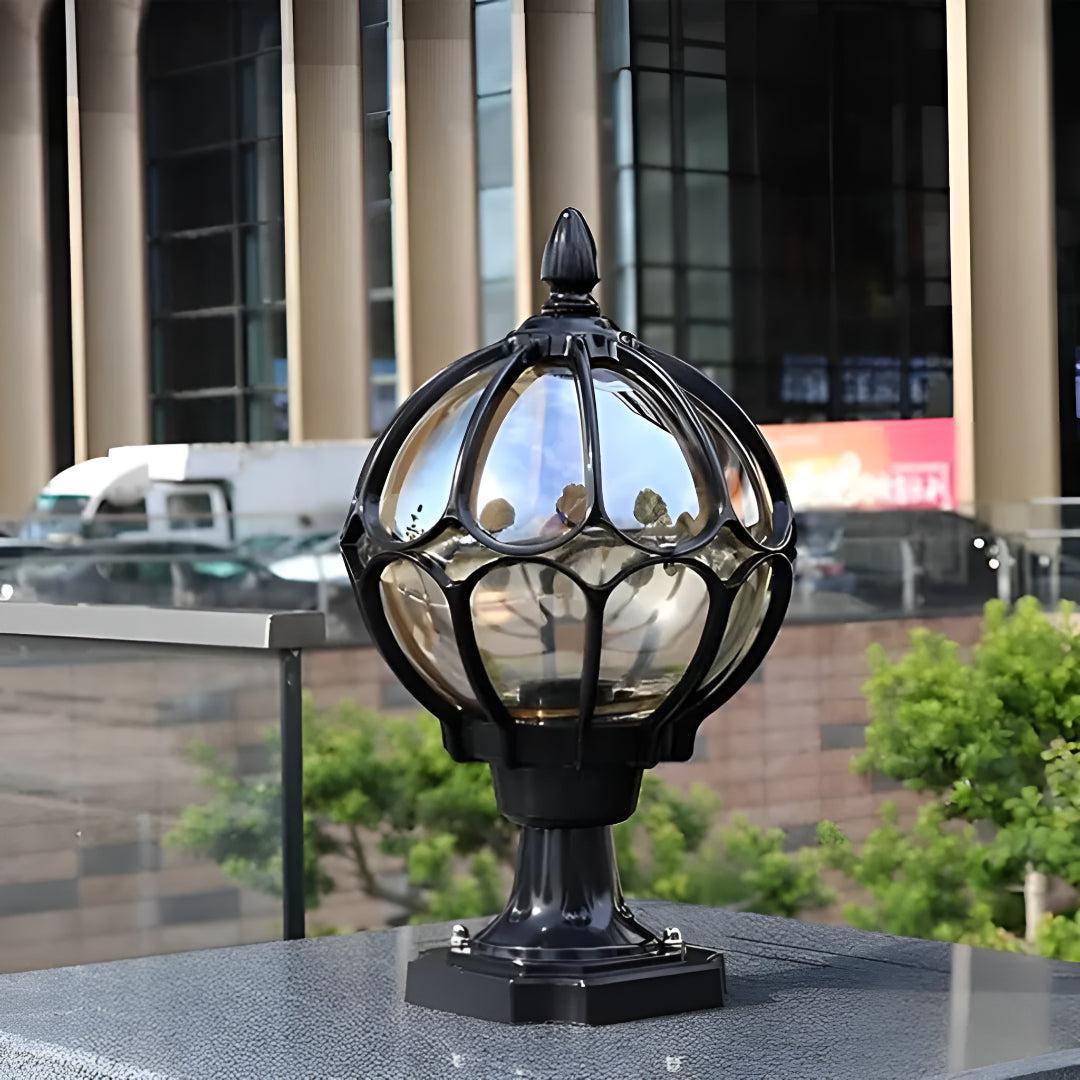 Vintage Outdoor Pier Mount Post Light with Glass Globe Lantern